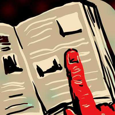 おうし座 21度のサビアンシンボル 「開いた本を指す指」のイラスト