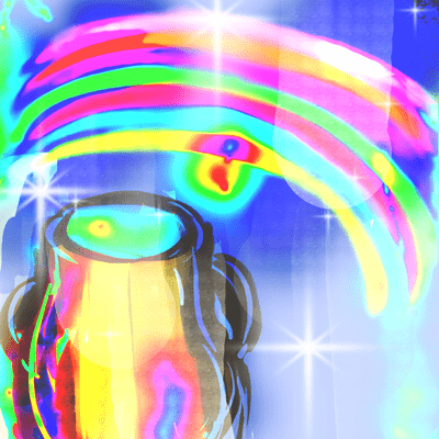 おうし座 4度のサビアンシンボル 「虹のたもとの金の壷」のイラスト