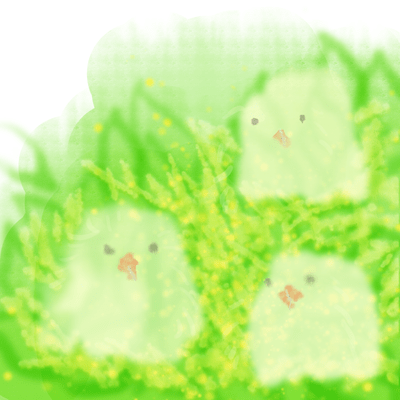 ふたご座 23度のサビアンシンボル 「木の高いところにある巣の中の３羽の雛」のイラスト