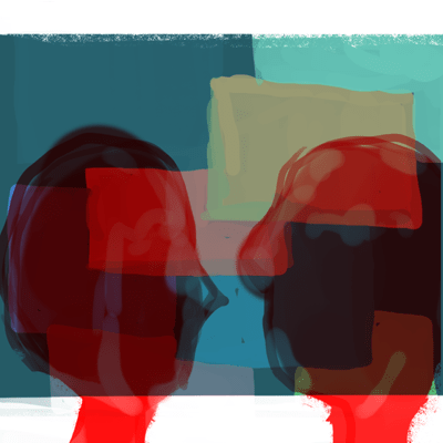 おとめ座 10度のサビアンシンボル 「影の向こうを覗く２つの頭」のイラスト