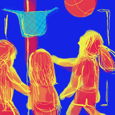 おとめ座 21度のサビアンシンボル 「少女のバスケットボールチーム」のイラスト