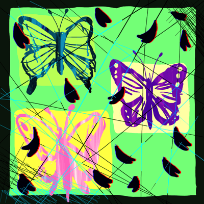 てんびん座 1度のサビアンシンボル 「突き通す針により完璧にされた蝶」のイラスト