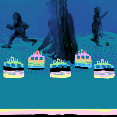 さそり座 15度のサビアンシンボル 「５つの砂山のまわりで遊ぶ子供たち」のイラスト