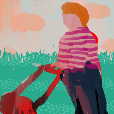 いて座 29度のサビアンシンボル 「芝を刈る太った少年」のイラスト