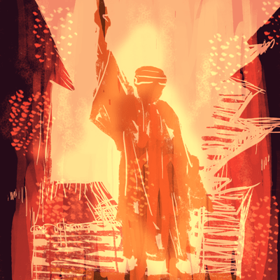 やぎ座 13度のサビアンシンボル 「火の崇拝者」のイラスト