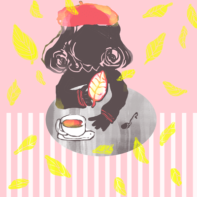 やぎ座 29度のサビアンシンボル 「お茶の葉占いをしている女」のイラスト