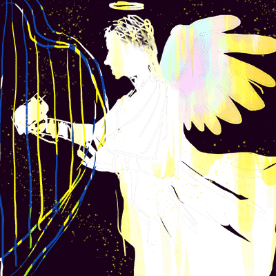 やぎ座 9度のサビアンシンボル 「ハープを運ぶ天使」のイラスト