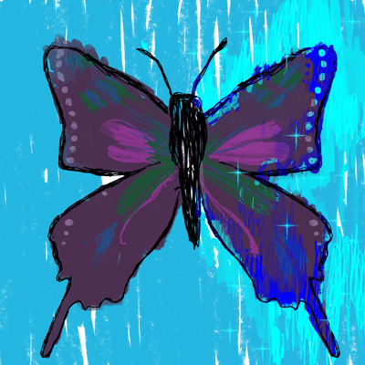 みずがめ座 25度のサビアンシンボル 「右の羽がより完全に形成されている蝶」のイラスト