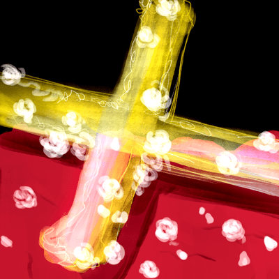 うお座 7度のサビアンシンボル 「岩の上に横たわっている十字架」のイラスト
