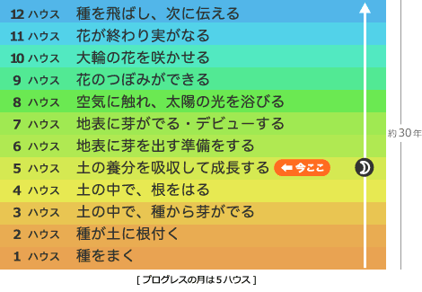 プログレスの月は5ハウスにあります