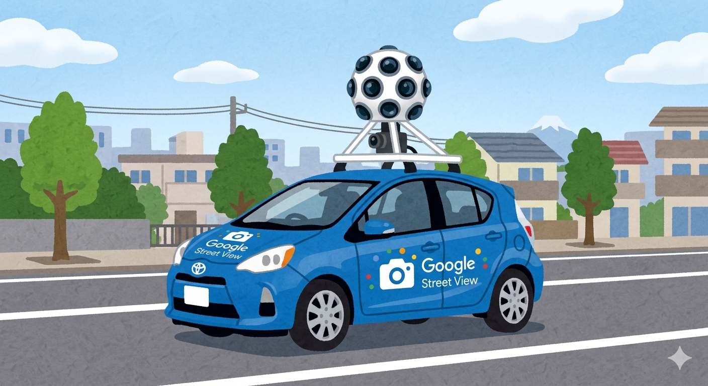 天井に360度カメラを載せたGoogleカー