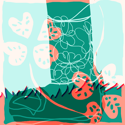 おうし座 3度のサビアンシンボル 「クローバーが咲いている芝地に足を踏み入れる」のイラスト
