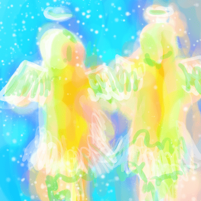 おとめ座 3度のサビアンシンボル 「2人の天使が保護をもたらす」のイラスト