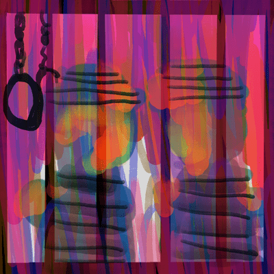 てんびん座 18度のサビアンシンボル 「逮捕された二人の男」のイラスト