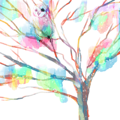 いて座 5度のサビアンシンボル 「木の高いところにいる老いたフクロウ」のイラスト