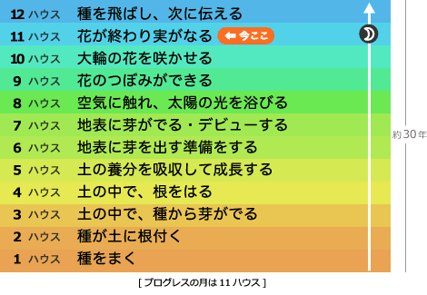 プログレスの月は11ハウスにあります