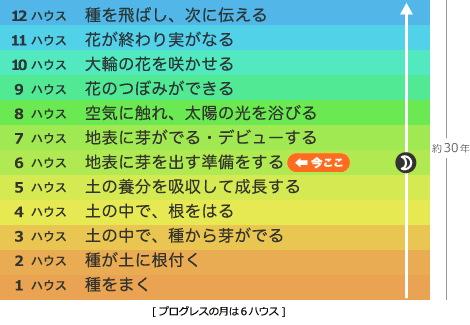 プログレスの月は6ハウスにあります