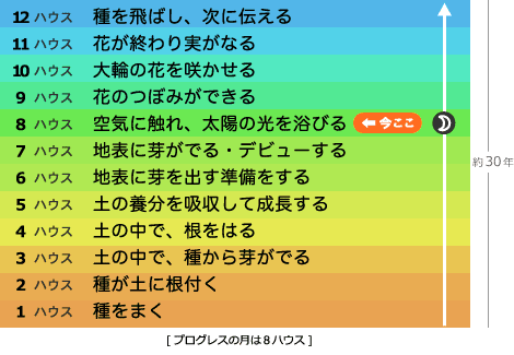プログレスの月は8ハウスにあります
